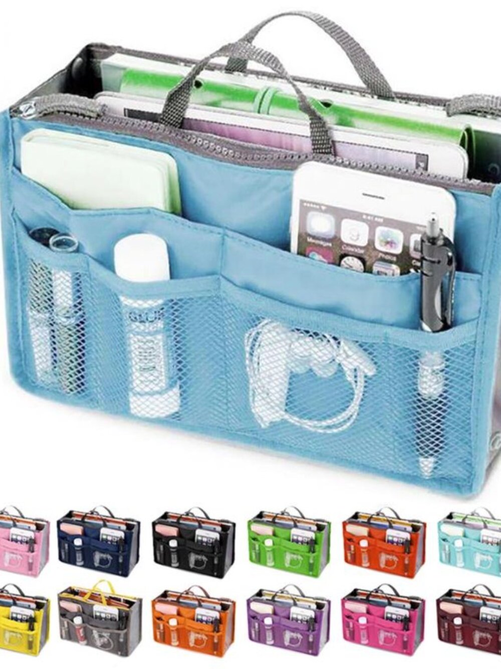 Handbag Organizer Insert / Purse Tote Aqua Blue- NWT